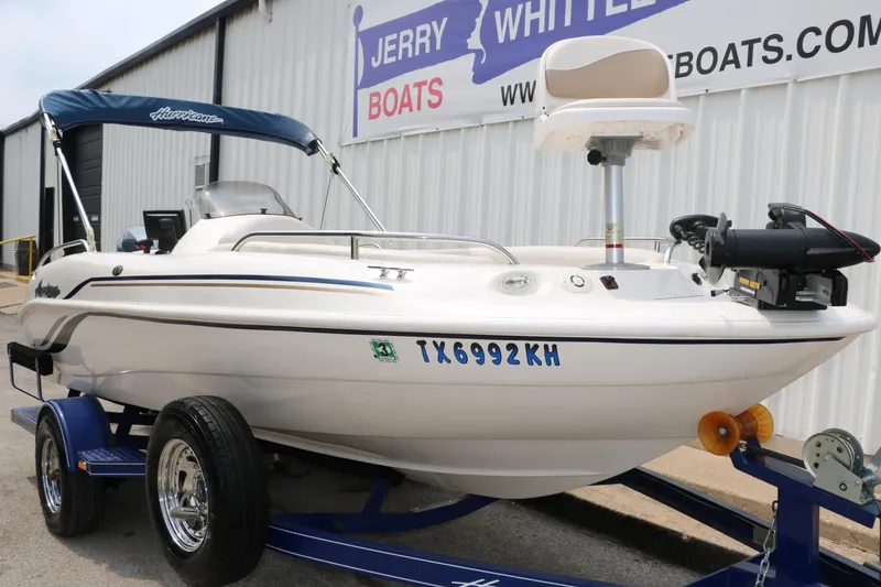 Slide: The Image of 2006 Hurricane GS 172 boat on trailer at dealership, Jerry Whittle Boats. - 7