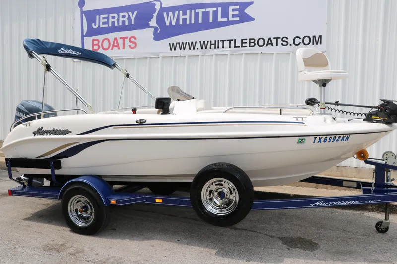 Slide: The Image of 2006 Hurricane GS 172 boat on trailer at Jerry Whittle Boats dealership. - 9