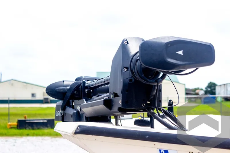 Slide: The Image of Close-up of a 2008 Xpress HD18SCA boat with mounted equipment. - 8