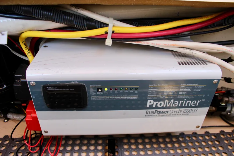 Slide: The Image of ProMariner TruePower Combi 1500QS inverter in 2011 Ranger Tugs R-27 boat. - 48