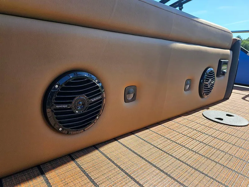Slide: The Image of 2025 Bentley Pontoons 223 Elite interior with premium audio speakers and stylish seating. - 35