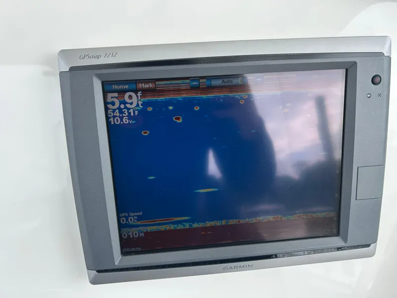 Slide: The Image of Garmin GPSmap 7412 display on 2014 Regulator 34 boat showing sonar data. - 18