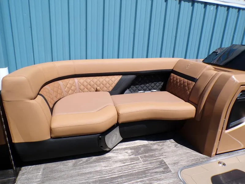 Slide: The Image of Luxurious seating on 2025 Godfrey AquaPatio 235 SBC iMPACT pontoon boat. - 10