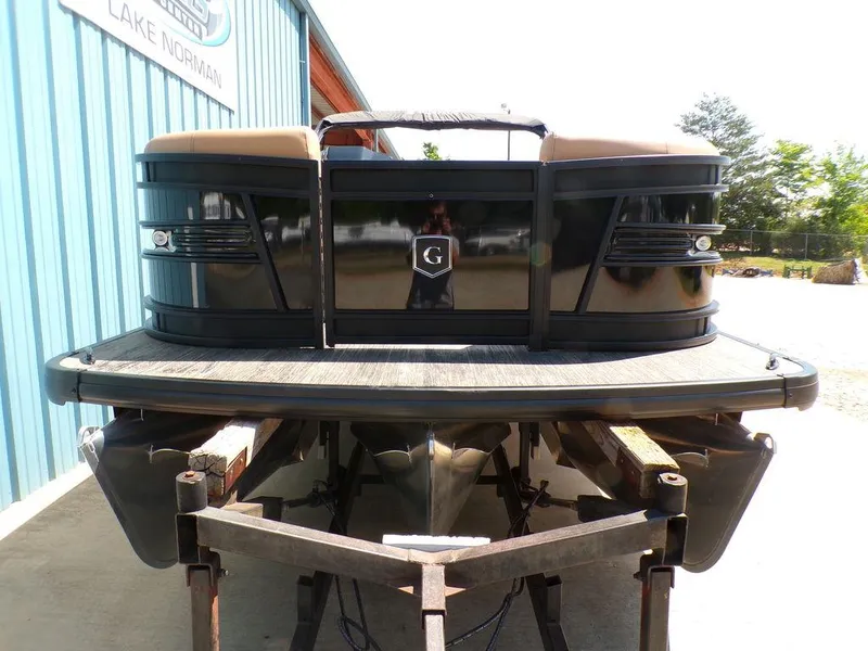 Slide: The Image of 2025 Godfrey AquaPatio 235 SBC iMPACT pontoon boat on trailer. - 14