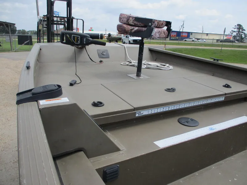 Slide: The Image of Aluminum fishing boat deck with trolling motor, G3 1966 SC model, 2010. - 6