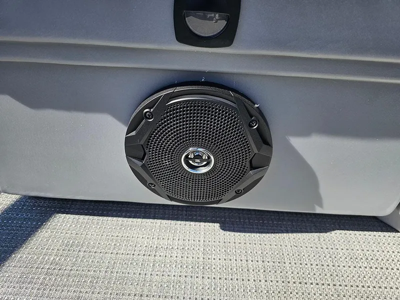 Slide: The Image of 2025 Bentley Pontoons Legacy 243 Cruise Tritoon interior with spacious seating and modern design. - 21