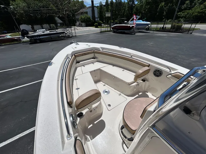 Slide: The Image of 2023 Sea Chaser 22 HFC boat interior with seating and storage compartments. - 12