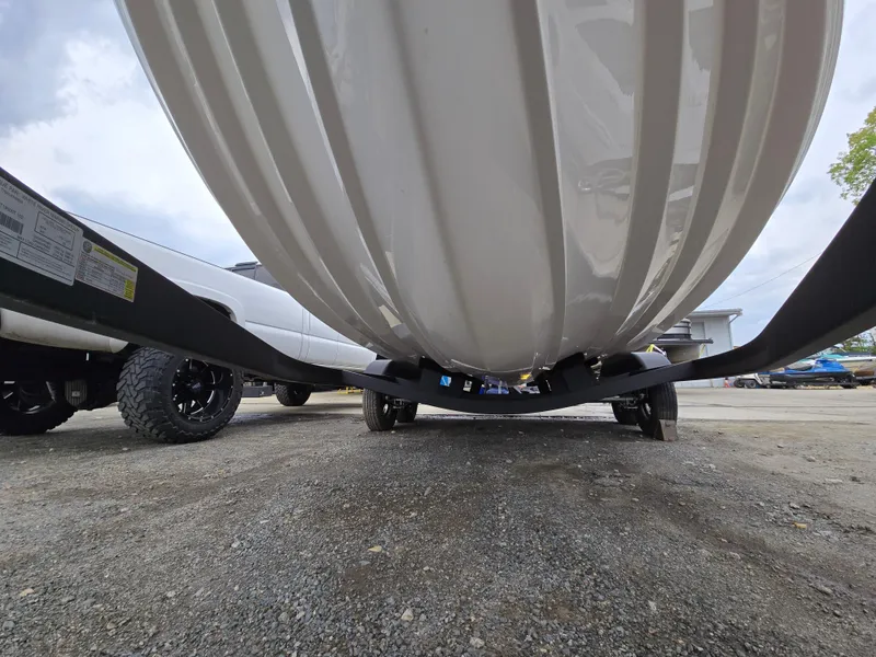 Slide: The Image of Underside view of a 2019 Tahoe 500 TF boat on a trailer. - 10