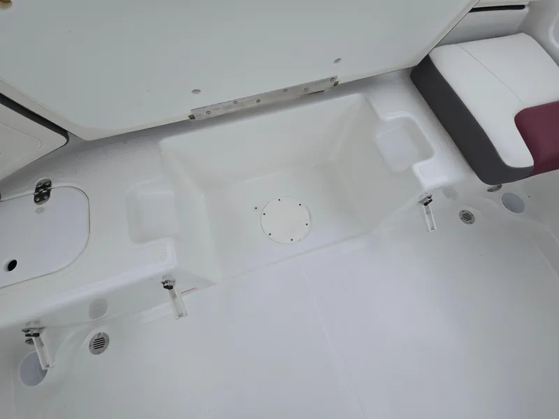 Slide: The Image of 2019 Tahoe 500 TF boat interior with seating and storage compartments. - 29