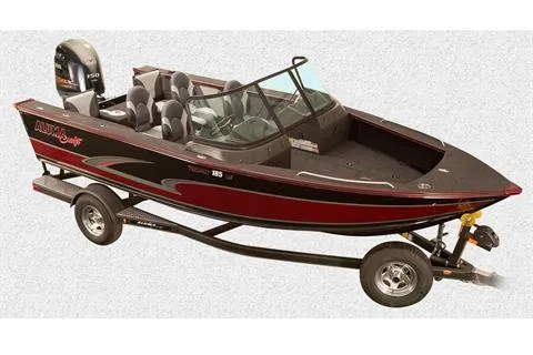 Slide: The Image of 2023 Alumacraft Trophy 185 boat with trailer, featuring sleek design and modern seating. - 9