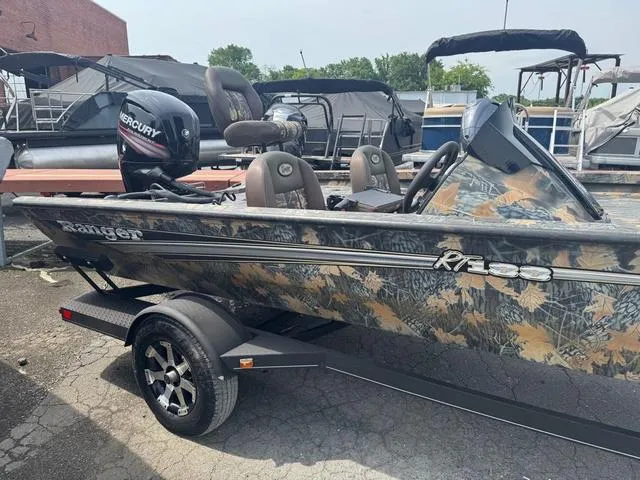 Slide: The Image of 2015 Ranger RT 188 boat with camouflage design and Mercury outboard motor. - 4