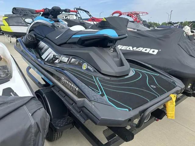 Slide: The Image of 2024 Yamaha WaveRunners GP HO with Audio, sleek design on a trailer. - 11