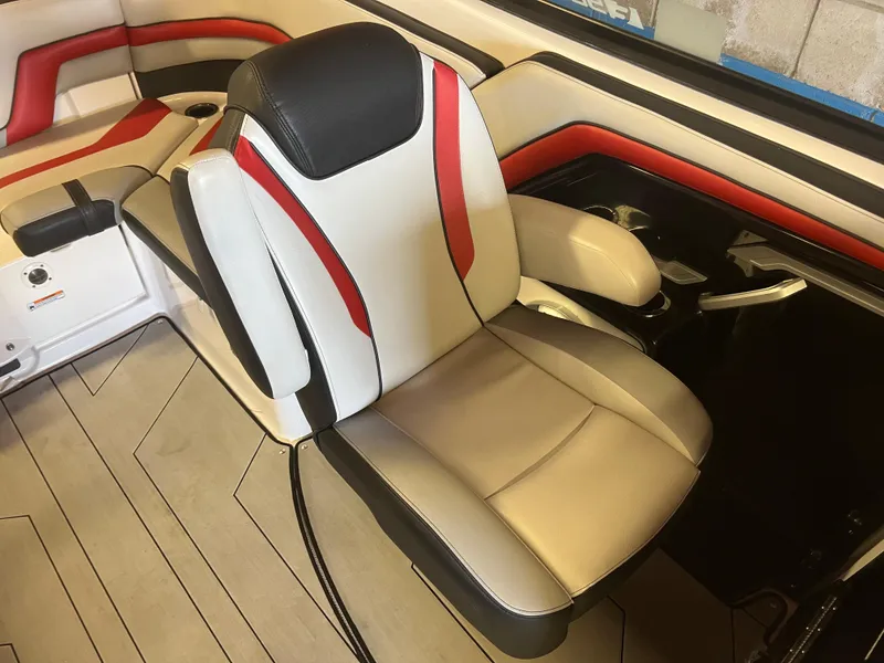 Slide: The Image of 2020 Yamaha Boats 242X interior with stylish seating and modern design. - 14