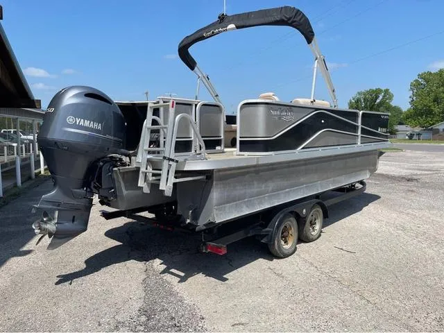 Slide: The Image of 2019 SunCatcher V 322CC pontoon boat with Yamaha motor on trailer. - 3