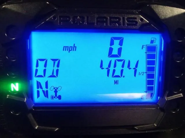 Slide: The Image of Digital dashboard display showing speed, mileage, and fuel level on a Kawasaki Waverunner Ultra 160LX-S. - 20