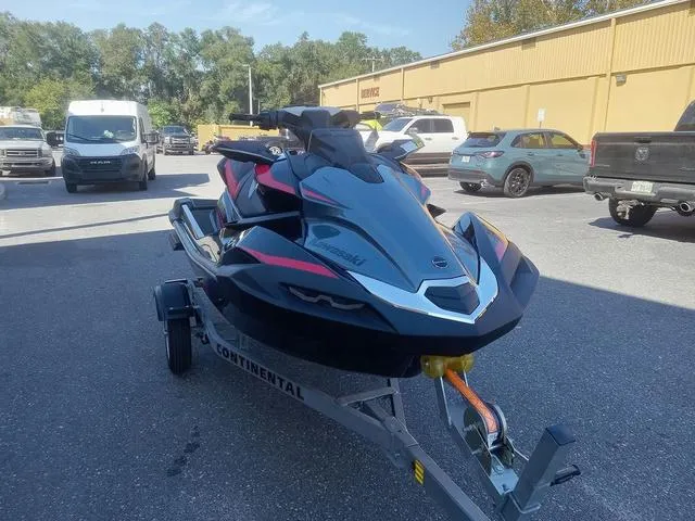 Slide: The Image of 2025 Kawasaki Waverunner Ultra 160LX-S on trailer in parking lot. - 7