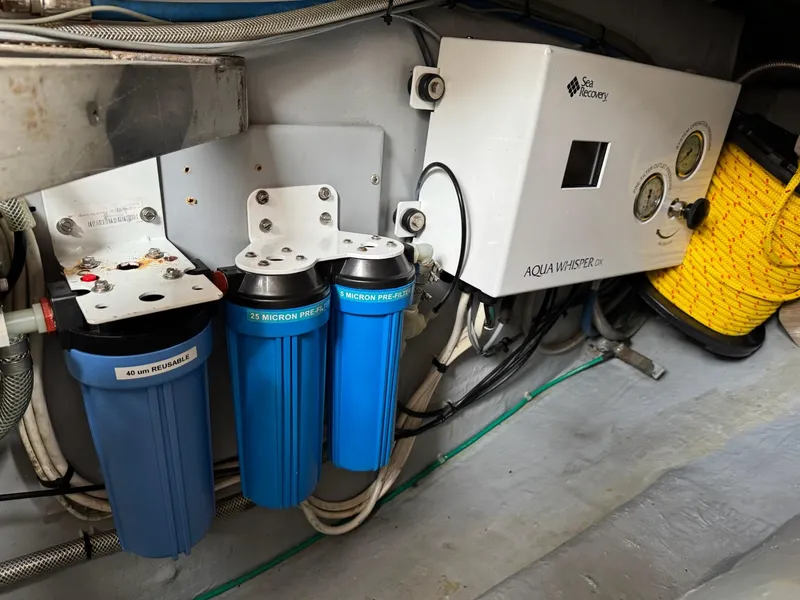 Slide: The Image of Water filtration system in a 2003 Nordhavn N46 yacht engine room. - 38