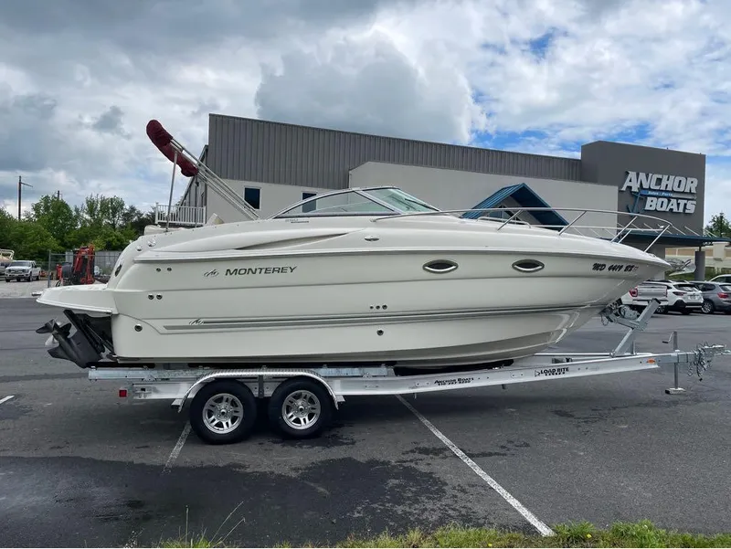 Slide: The Image of 2006 Monterey 250 CR boat on trailer at Anchor Boats dealership. - 21