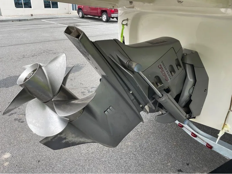 Slide: The Image of Close-up of a 2006 Monterey 250 CR boat's Volvo Penta outdrive and propeller. - 22