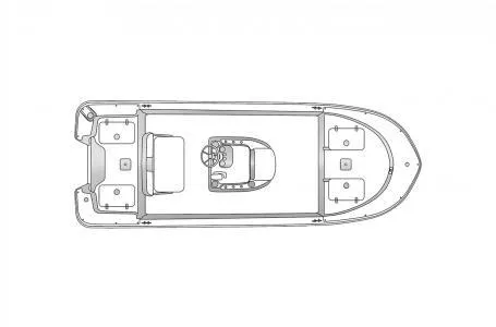 Slide: The Image of Top view schematic of a 2019 Carolina Skiff 18 JVX CC boat layout. - 4