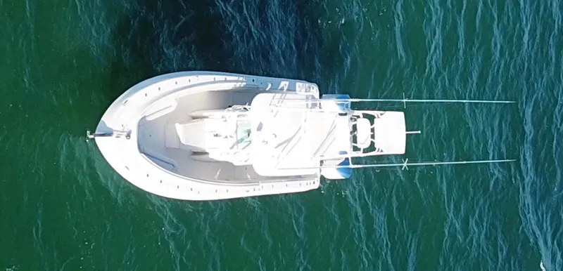 Slide: The Image of Aerial view of 2014 Hydra-Sports 42 boat on green water. - 40