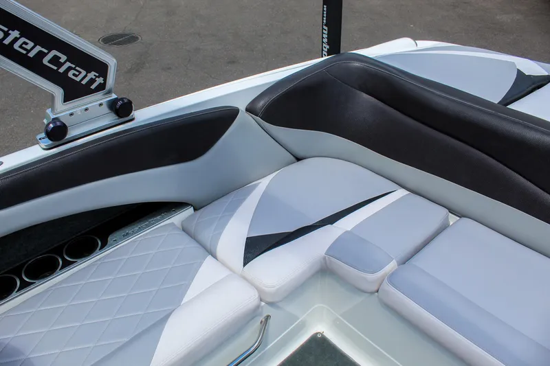 Slide: The Image of 2010 MasterCraft X-15 boat interior with stylish seating and sleek design. - 28