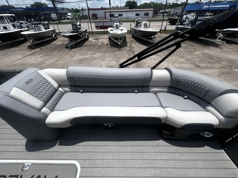 Slide: The Image of Luxurious seating on 2025 Avalon CAT VRB25T boat, with modern design and comfortable upholstery. - 14