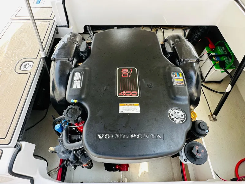 Slide: The Image of Volvo Penta engine in 2012 Cobalt A28 boat, showcasing 8.1L 400 horsepower. - 16