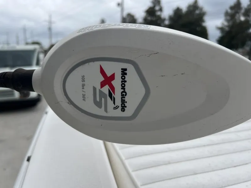 Slide: The Image of MotorGuide X5 trolling motor on 2005 ProKat Bay Kat boat, 105 lbs thrust, 36V. - 19