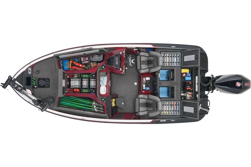 Slide: The Image of Top view of 2025 Nitro Z19 fishing boat with organized storage compartments. - 9