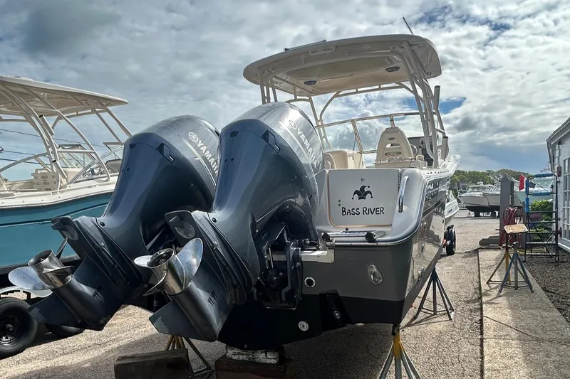 Slide: The Image of 2017 Grady-White Freedom 275 boat with twin Yamaha engines on display. - 3