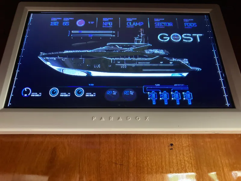 Slide: The Image of Luxury yacht Azimut 80 Carat 2005 docked, featuring sleek white design and polished railings. - 34