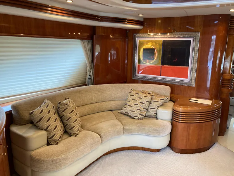 Slide: The Image of Luxurious interior of 2005 Azimut 80 Carat yacht with elegant seating and decor. - 42