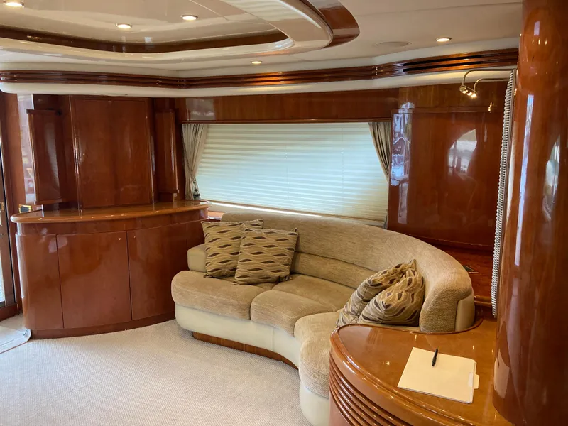 Slide: The Image of Electrical panel on a 2005 Azimut 80 Carat yacht, showing circuit breakers and labels. - 38