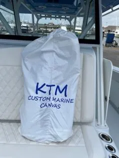 Slide: The Image of KTM Custom Marine Canvas on 2022 Yellowfin 39 Offshore boat seat. - 27