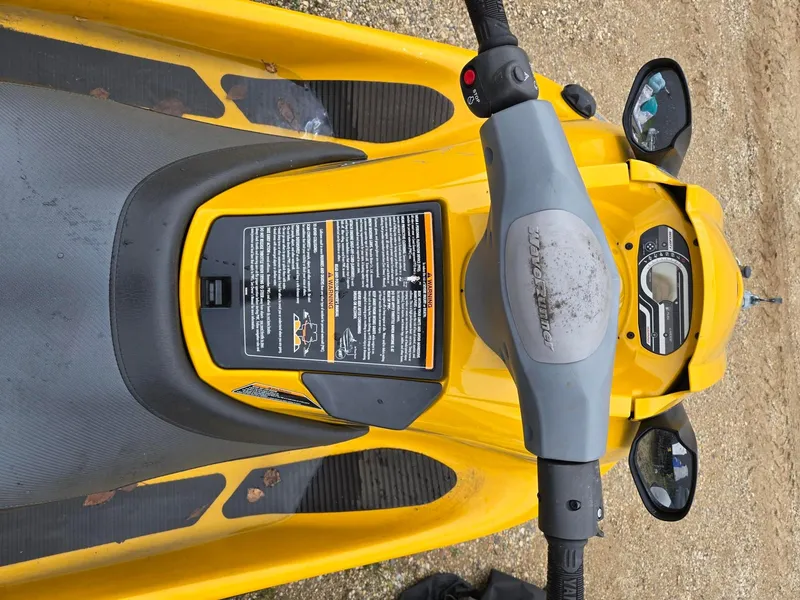 Slide: The Image of Yellow 2013 Yamaha Boats VX1800 jet ski dashboard and controls, top view. - 7