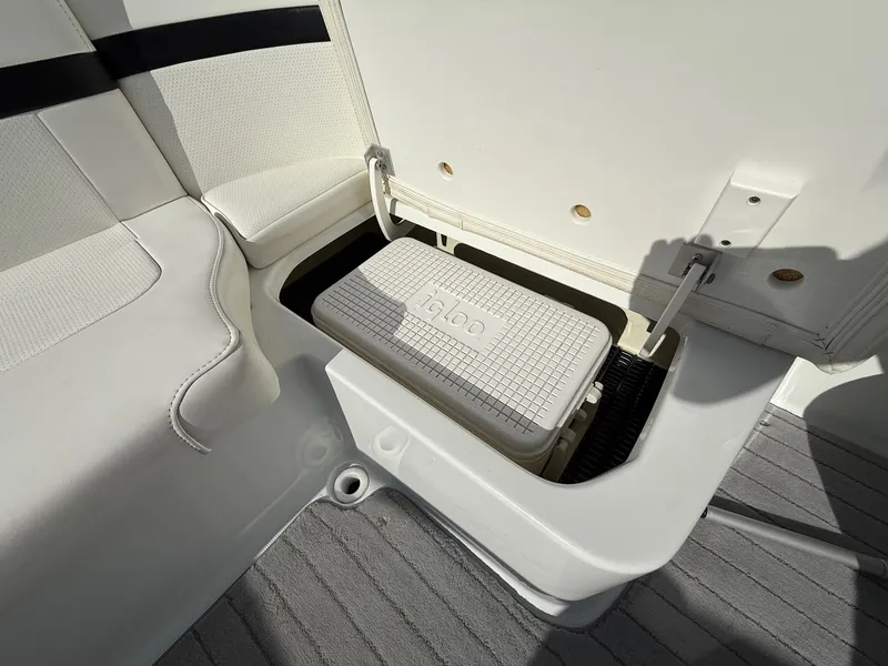 Slide: The Image of 2009 Formula 240 Bowrider boat with built-in Igloo cooler storage compartment. - 28