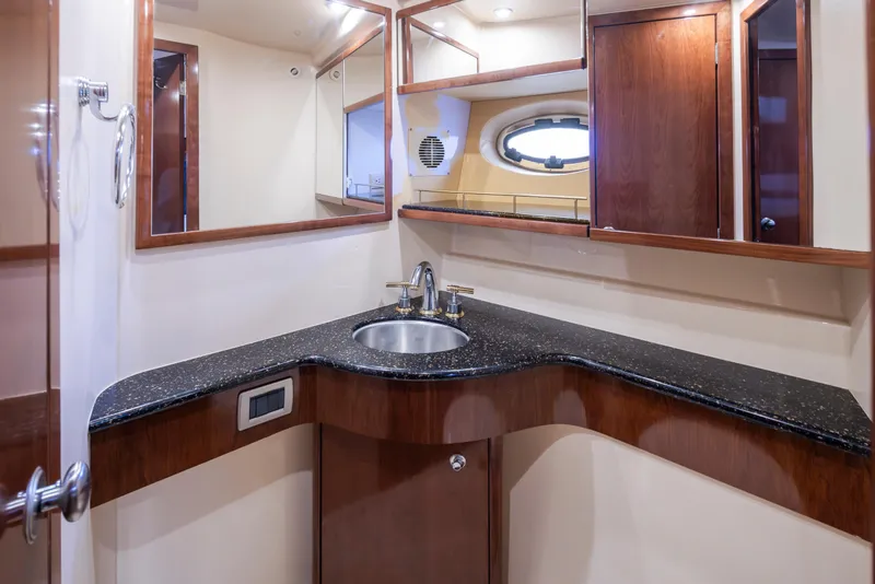 Slide: The Image of Luxurious bathroom in 2008 Meridian 391 Sedan yacht with sleek countertop and modern fixtures. - 32