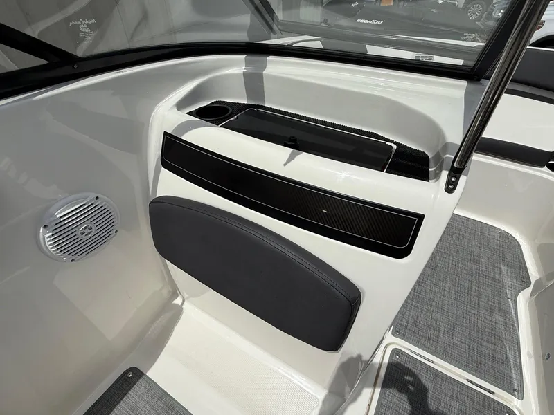 Slide: The Image of Interior of a 2021 Bayliner VR5 boat, featuring sleek design and modern finishes. - 15