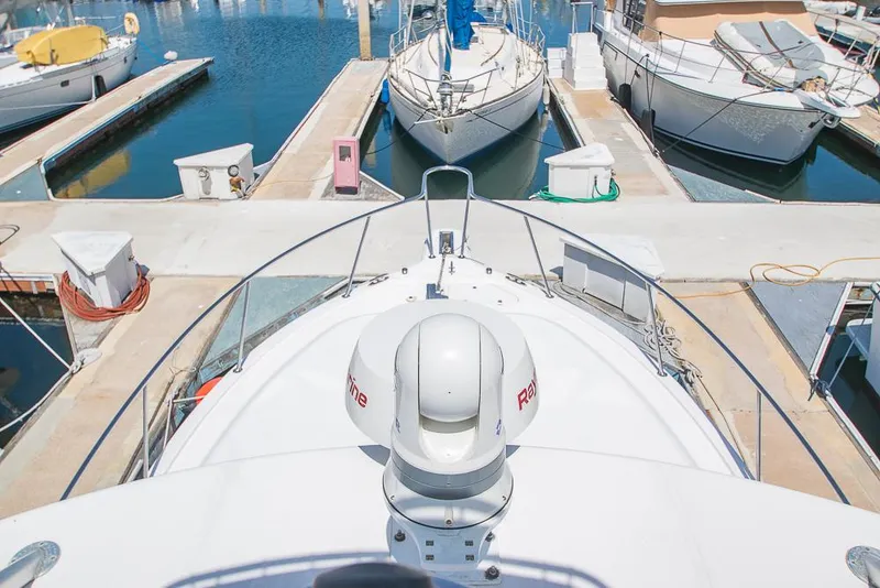 Slide: The Image of 2009 Pro-Line 35 Express yacht docked at marina, view from bow. - 39