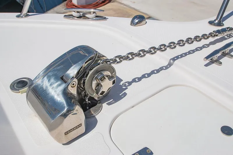 Slide: The Image of Anchor windlass on 2009 Pro-Line 35 Express boat deck. - 43