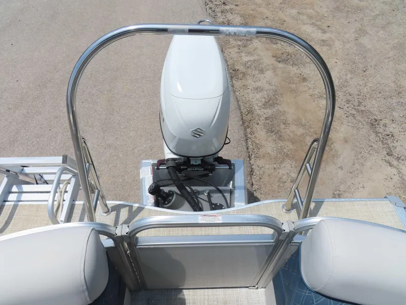 Slide: The Image of 2022 Nepallo pontoon boat with Suzuki outboard motor, rear view. - 32