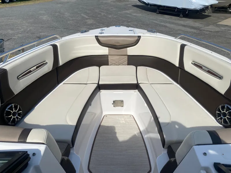 Slide: The Image of 2018 Chaparral 267 SSX boat interior with spacious seating and modern design. - 14