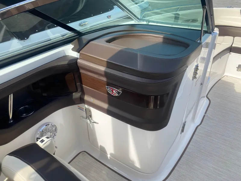 Slide: The Image of 2018 Chaparral 267 SSX boat interior with sleek design and premium materials. - 8