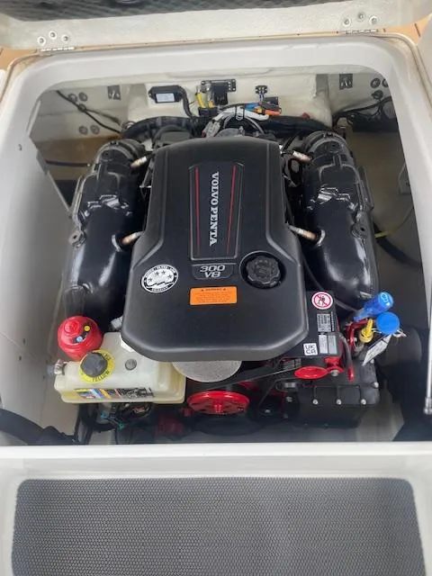 Slide: The Image of 2023 Chaparral 247 SSX boat engine, featuring a Volvo Penta V8 300 motor. - 10