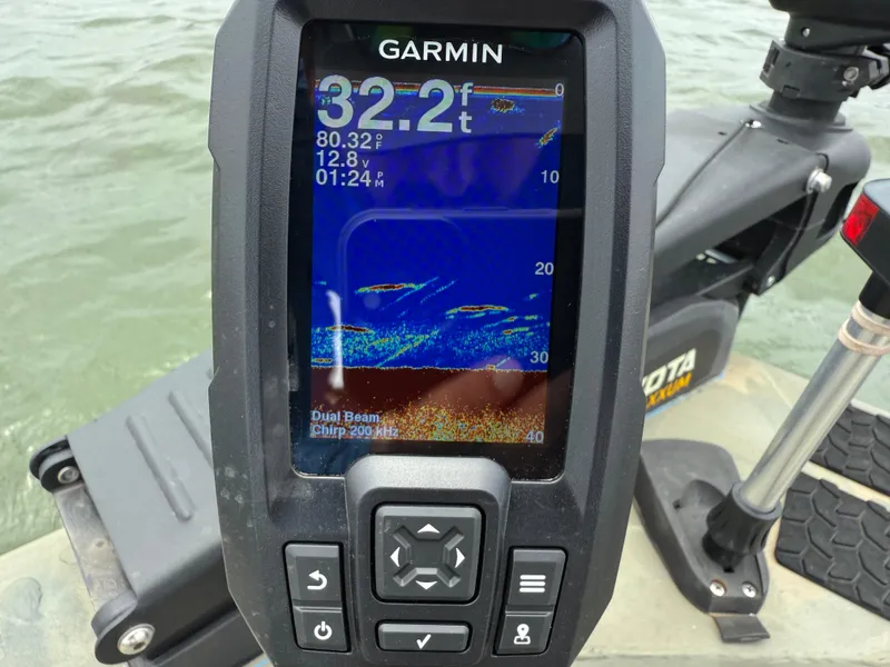 Slide: The Image of Garmin fish finder display on 2017 Tracker Grizzly 1654 MVX Sportsman boat. - 41