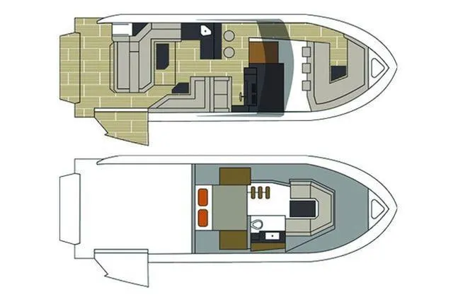 Slide: The Image of Floor plan of 2022 Cruisers Yachts 38 GLS South Beach IO, showcasing interior layout. - 42