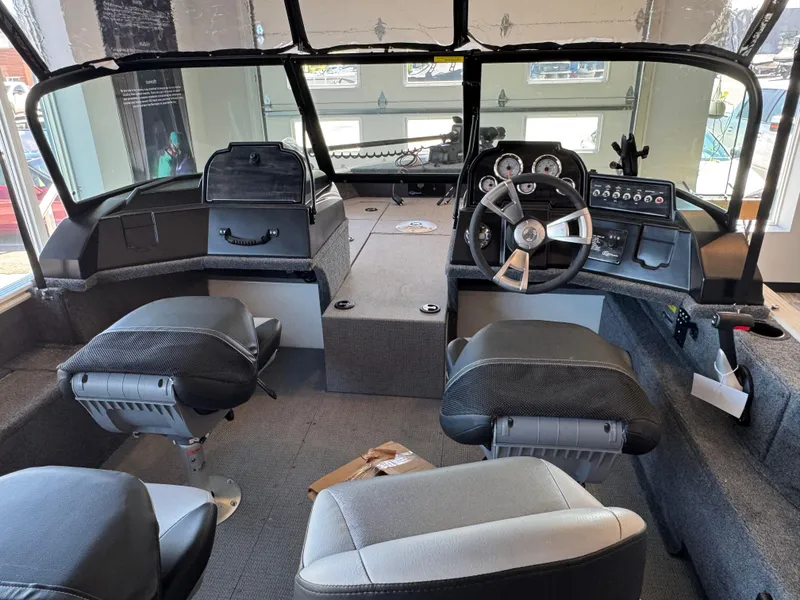 Slide: The Image of Interior of 2025 G3 AV17SF boat with modern dashboard and seating. - 15