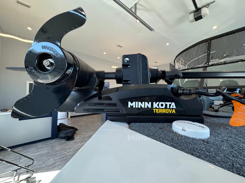 Slide: The Image of Minn Kota Terrova motor on G3 AV17SF 2025 boat, indoor showroom display. - 7