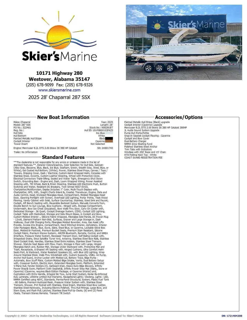 Slide: The Image of Chaparral 287 SSX 2025 - 2